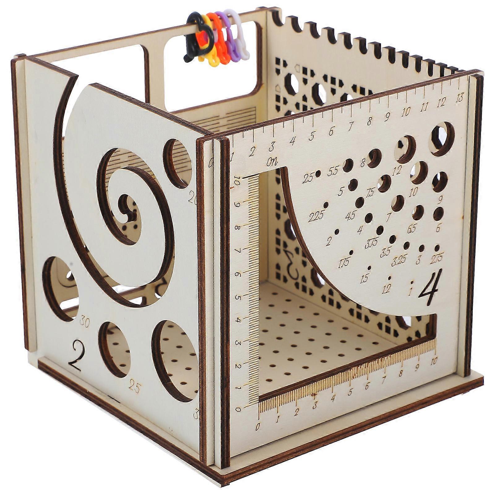 Woolen Yarn Box for Storage Use 4Sets Wooden Crochet Hook Storage Organizer