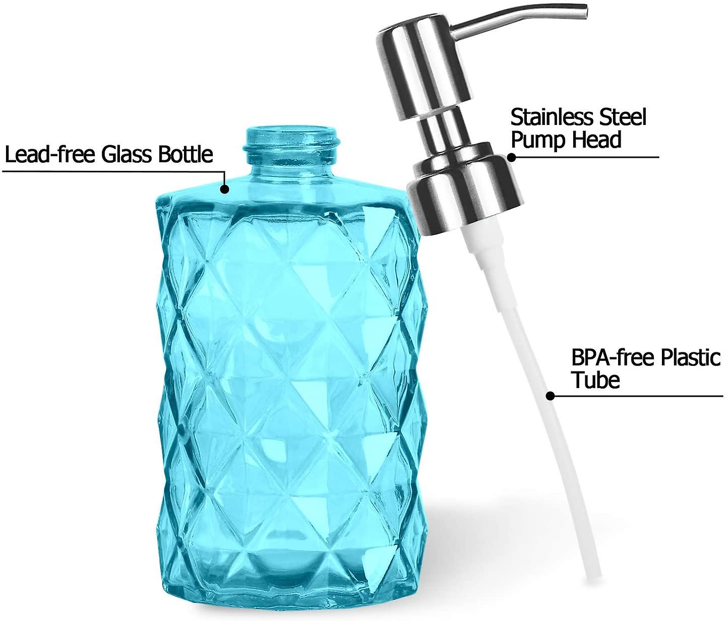 2 Pack Refillable Glass Soap Dispenser With Pump, Dishwashing Liquid