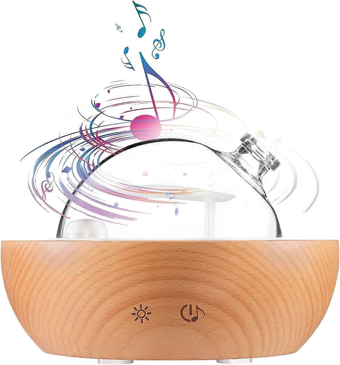 Glass essential oil diffuser, solid wood base, Bluetooth speaker, 2025 upgraded
