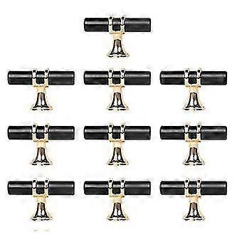 10 Pack Black Cabinet Knobs Black And Gold Cabinet Pulls, Kitchen Cabinet Knobs T Bar Pull Drawer K