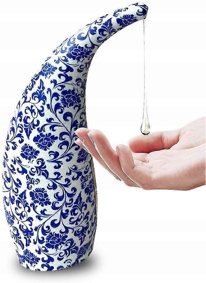 バスルームとキッチン ブルーとホワイト磁器パターン 300ml 自動センサー石鹸ディスペンサー