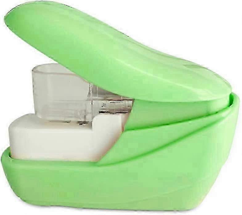Table Stapler Needleless Stapler Portable Small Stapler Nail Office Accessory 5 Pages(Green,1Pcs)
