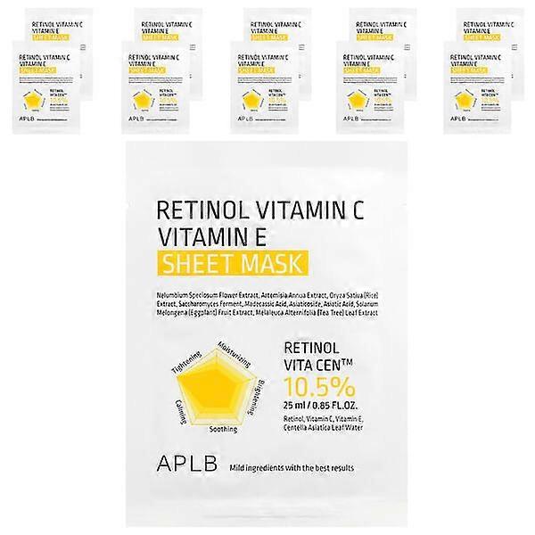 APLB, Retinol Vitamin C, Vitamin E Beauty Sheet Mask, 10 Sheets, 0.85 fl oz (25 ml) Each