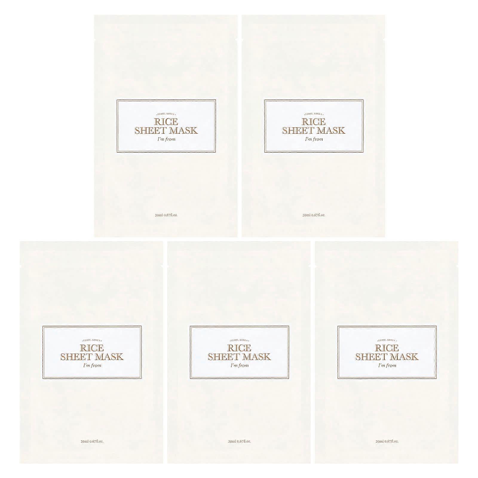Rice Beauty Sheet Mask, 5 Sheets, 0.67 fl oz (20 ml) Each