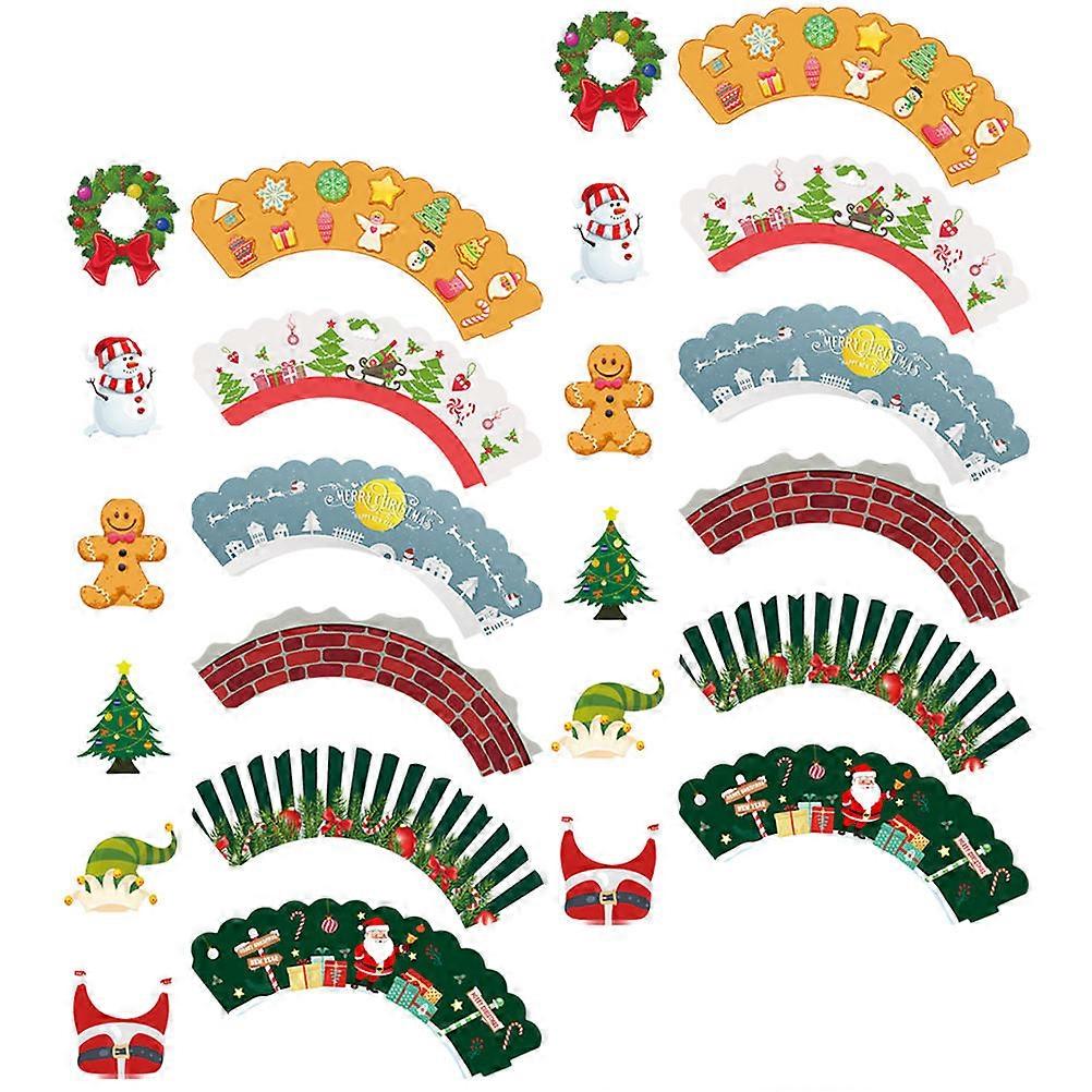 Xmas Cupcake Topper Paper Set for Party Use 1Set Christmas Decor
