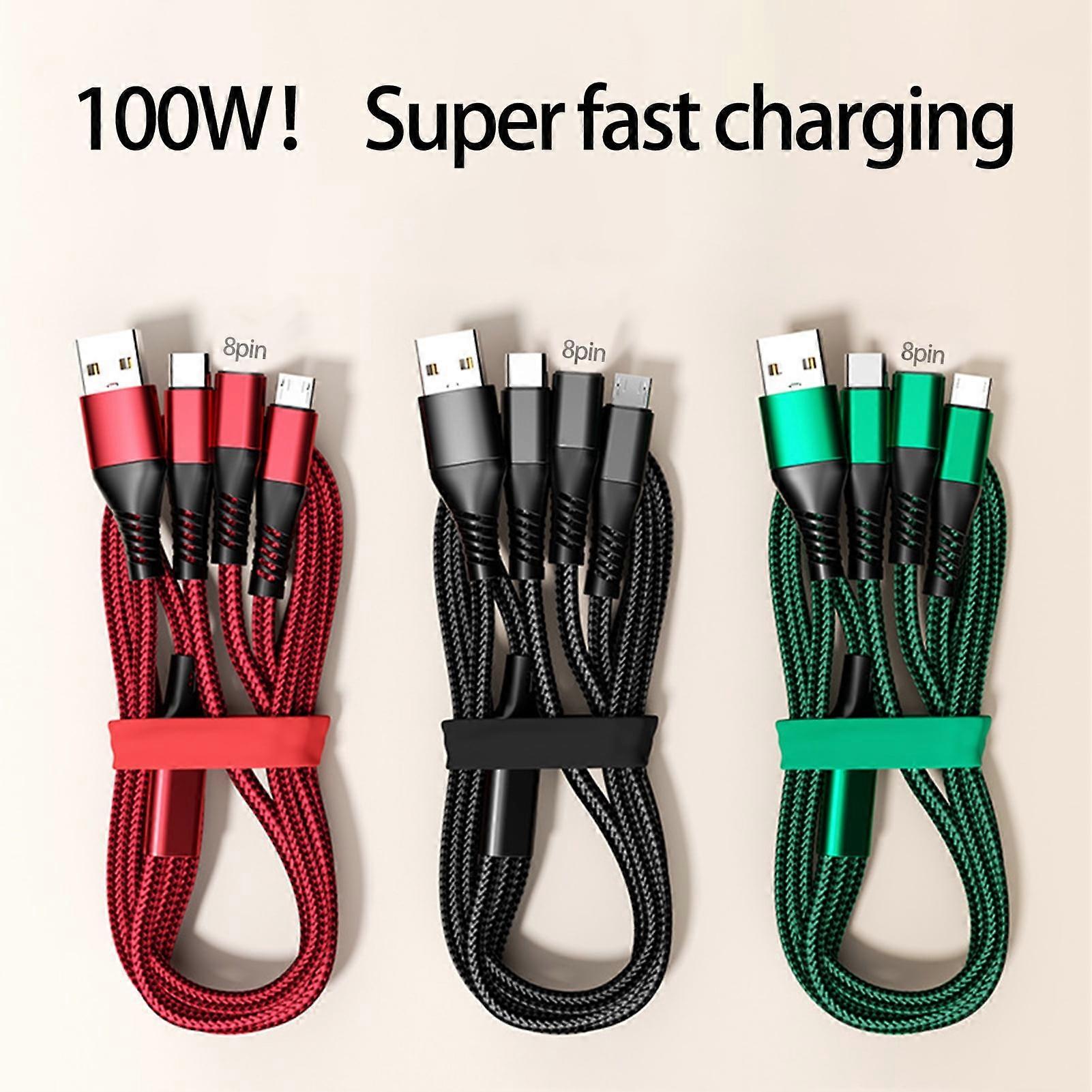 SUSUchens Data Cable Anti-winding 3-in-1 Independent Smart Chip Fast Charging One Dragging Three Data Cable for Home