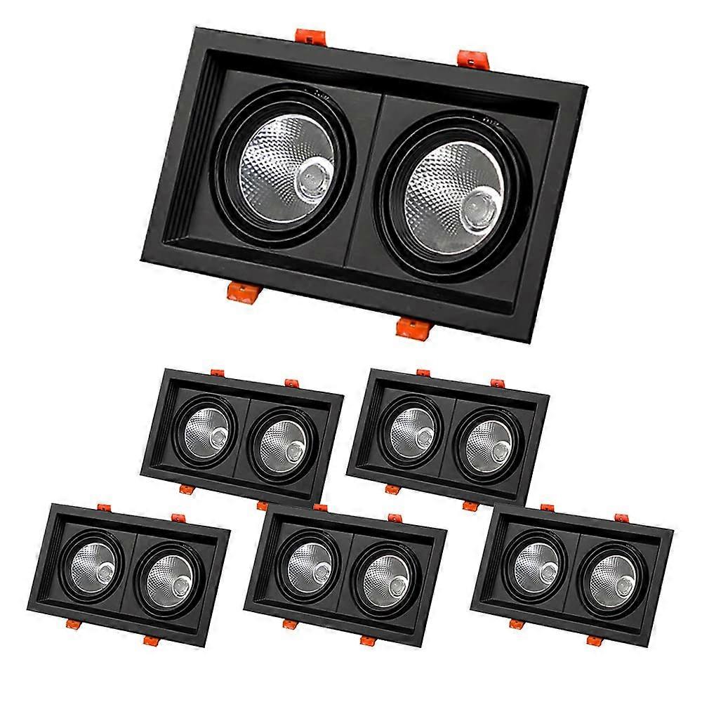 Double Square Led Downlight Two 7W COB LEDs Adjustable Angle Ceiling Recessed Flat Spotlight 3000K6000K Selectable