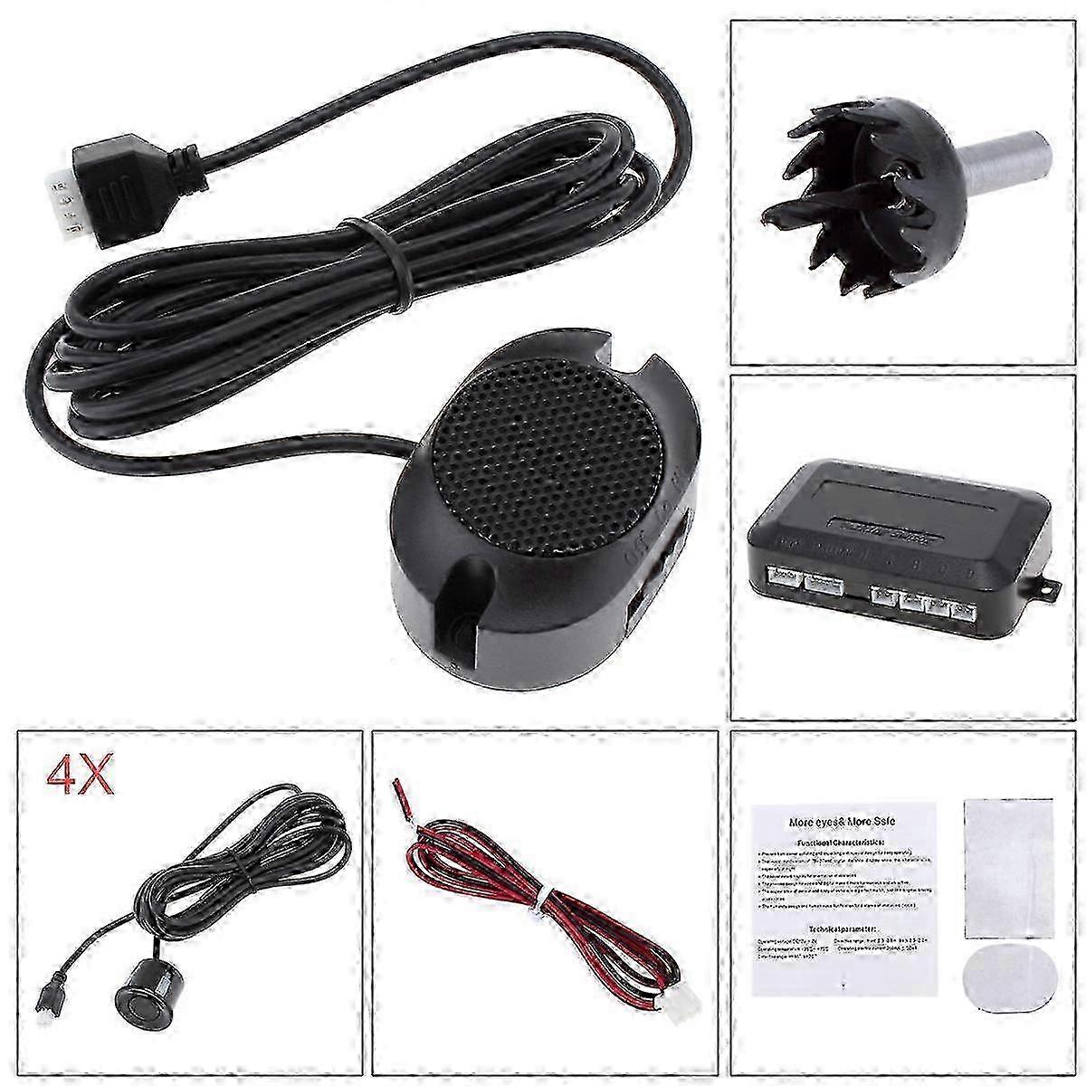 4 Sensors Buzzer Car Parking Sensor System with Audible Alarm / Waterproof, Back Car Assistant