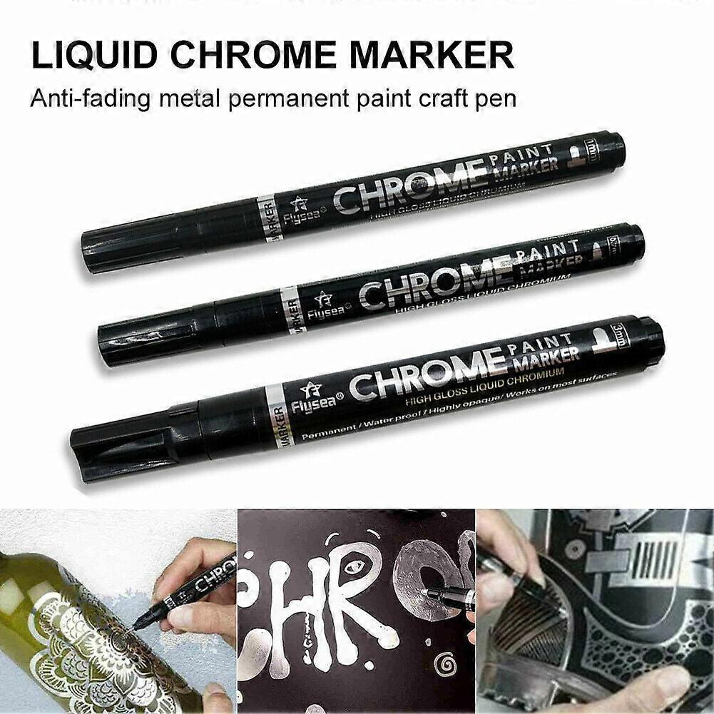 3Pack Silver Art Liquid Mirror Chrome DIY Highlight Marker Pen Multifunction Pen