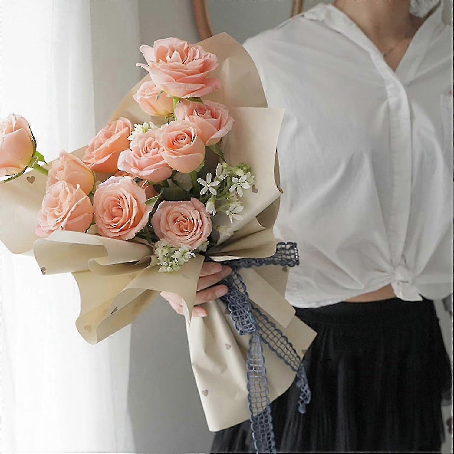 20 Sheets Wrapping Paper Solid Color Love Heart Flower for DIY Crafts 22.8x22.8 Inch