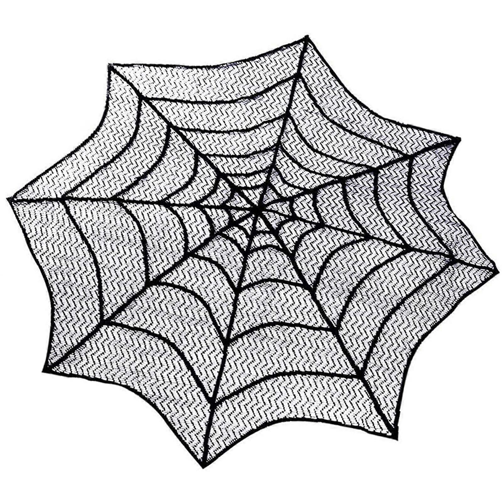 Classical Black Lace Tablecloth Spiderweb Design Long Last Polyester Table Runner For Parties And Gatherings  Small round table cl