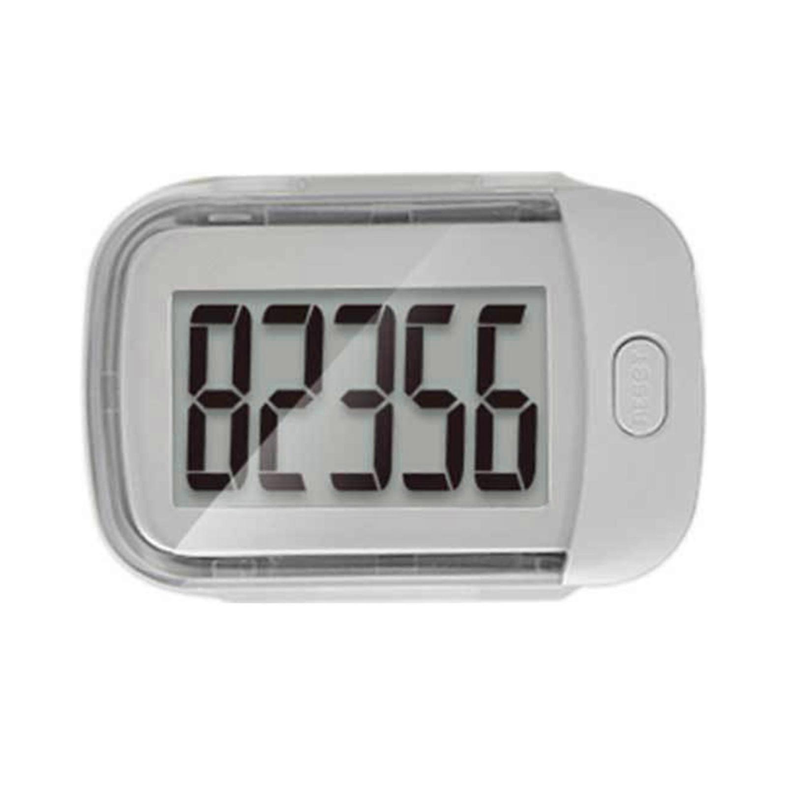 Large LCD Screen Pedometer Step Measurement Device 99999 Counts Digital Step Trackers with Back Clip  White