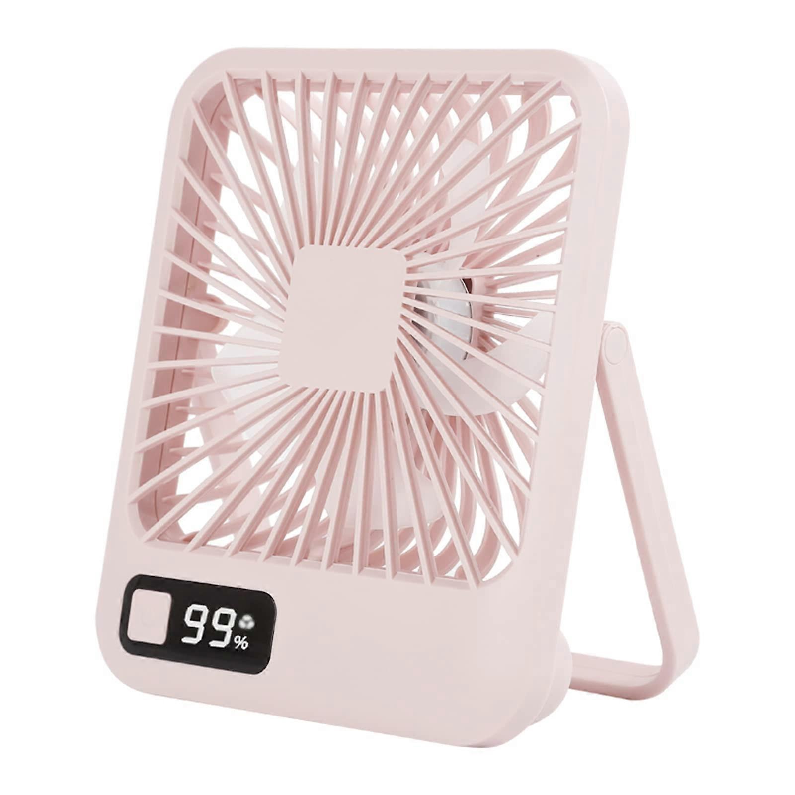 Desk Fan Portable  USB Rechargeable With Digital Display, Adjustable 5Speed, Pink, Home Office