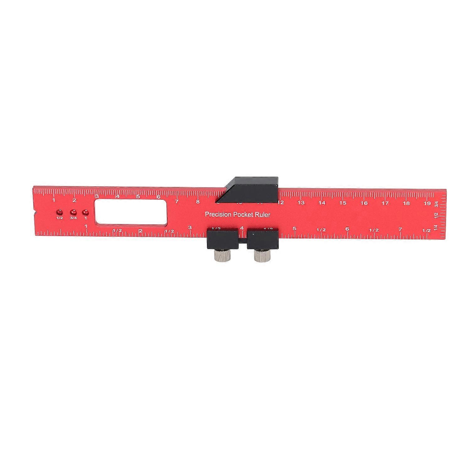 Scribing Ruler Aluminum Alloy Anti Slip Accuracy Pocket Ruler with Stop Woodworking Scribing Tools R