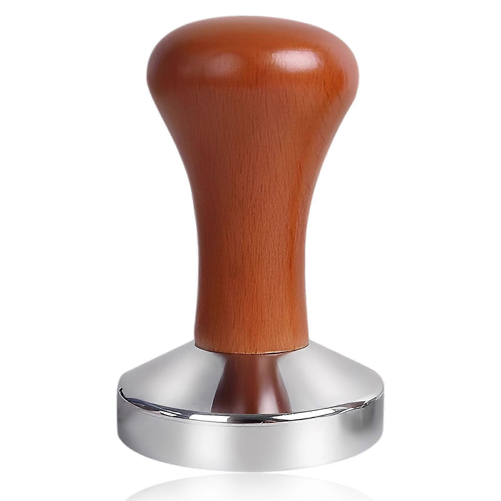 51mm Espresso Tamper, Solid Wood Handle With Stainless Steel Base, Coffee Press Tool For Espresso Grounds