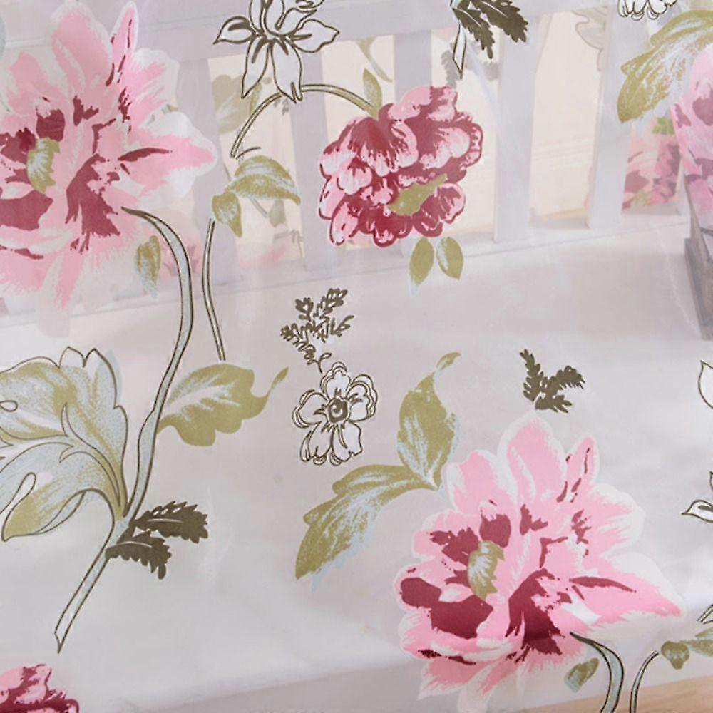 Polyester Shade Window Drape Floral Peony Voile Curtain Elegant Window Curtains  Bedroom
