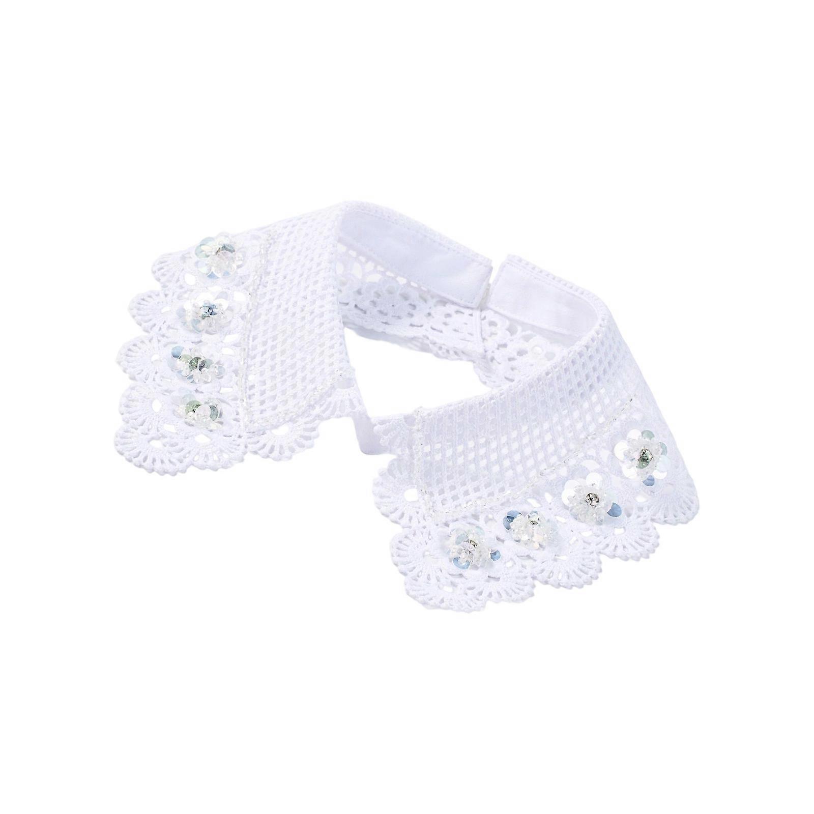 White Detachable Collar Accessory Elegant Lace Openwork Detail Variations for Blouses  White