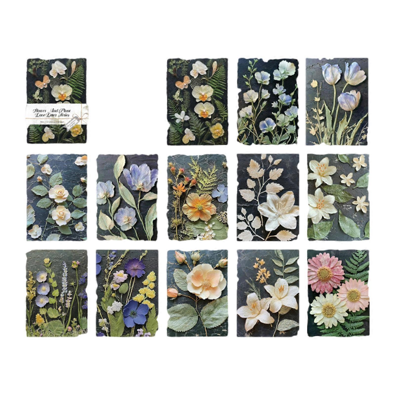 23Sheets Retro Decorative Paper Embossed Flower Paper Scrapbooking Paper for Journaling Scrapbooking Card Making Multicolor