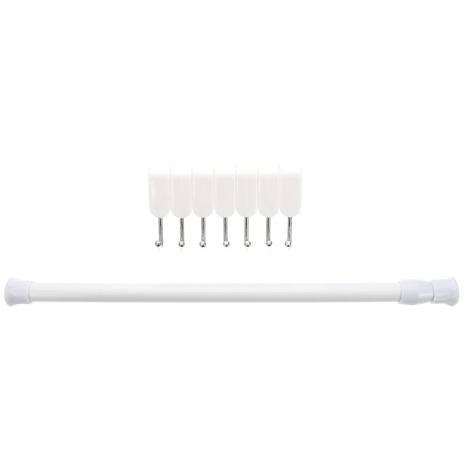 Bathroom Curtain Rod Hanging Hook for Retractable Use 1Set White Finish