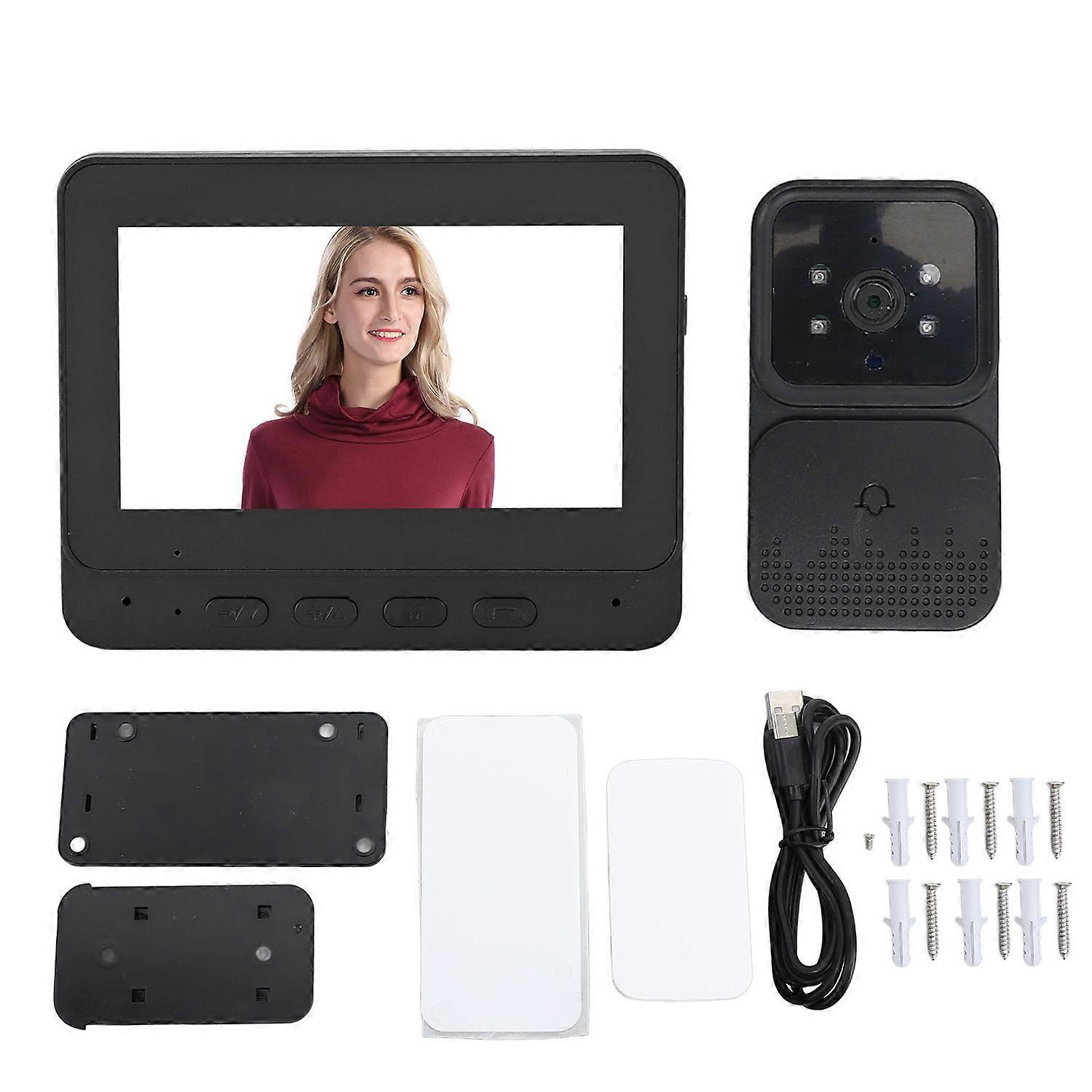 Wireless WiFi Video Doorbell Intercom System 1080P Video Doorbell Camera with Monitor 2 Way Audio In