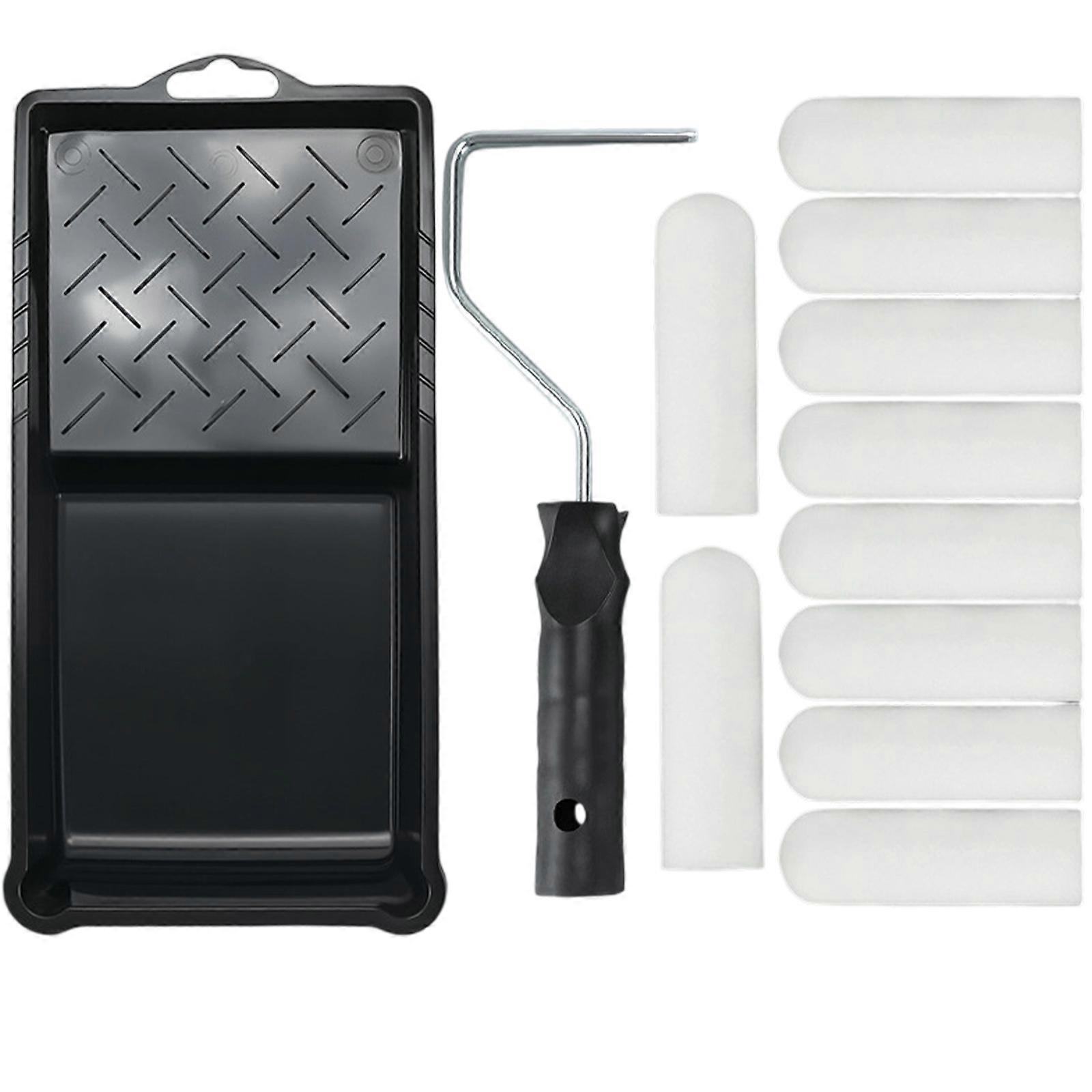 4 Inch Foam Roller Paint Set with Strong ABS Handle Smooth Finishes Foam Rollers set for Furniture Metal Shelf Coating Multicolor