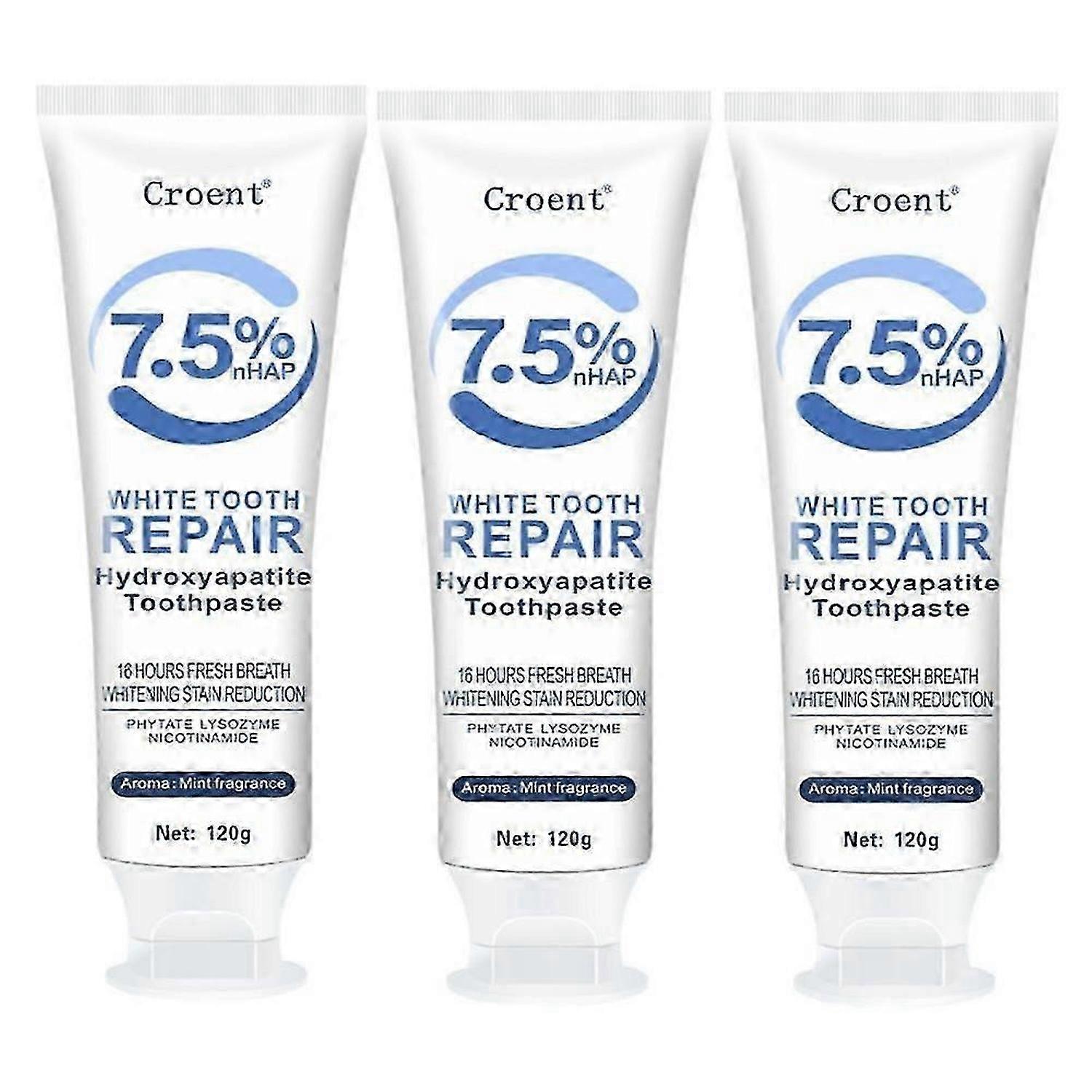 3PCS Hydroxyapatite Toothpaste for Advanced Enamel Protection, Refreshes Breath, Fluoride-Free Toothpaste for Sensitive Teeth - HF