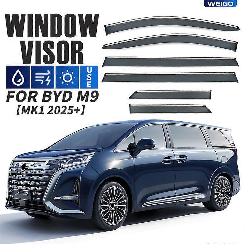 For BYD M9 MK1 2025+  Window Visor Wind Deflectors Visors Rain Guard Shades Visor Door Visor