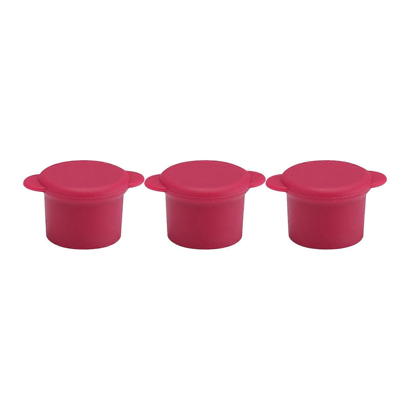 Xubond Silicone Wine Bottle Stoppers, Reusable Airtight Seals, Set of 3, Pink, compatible with standard wine bottles