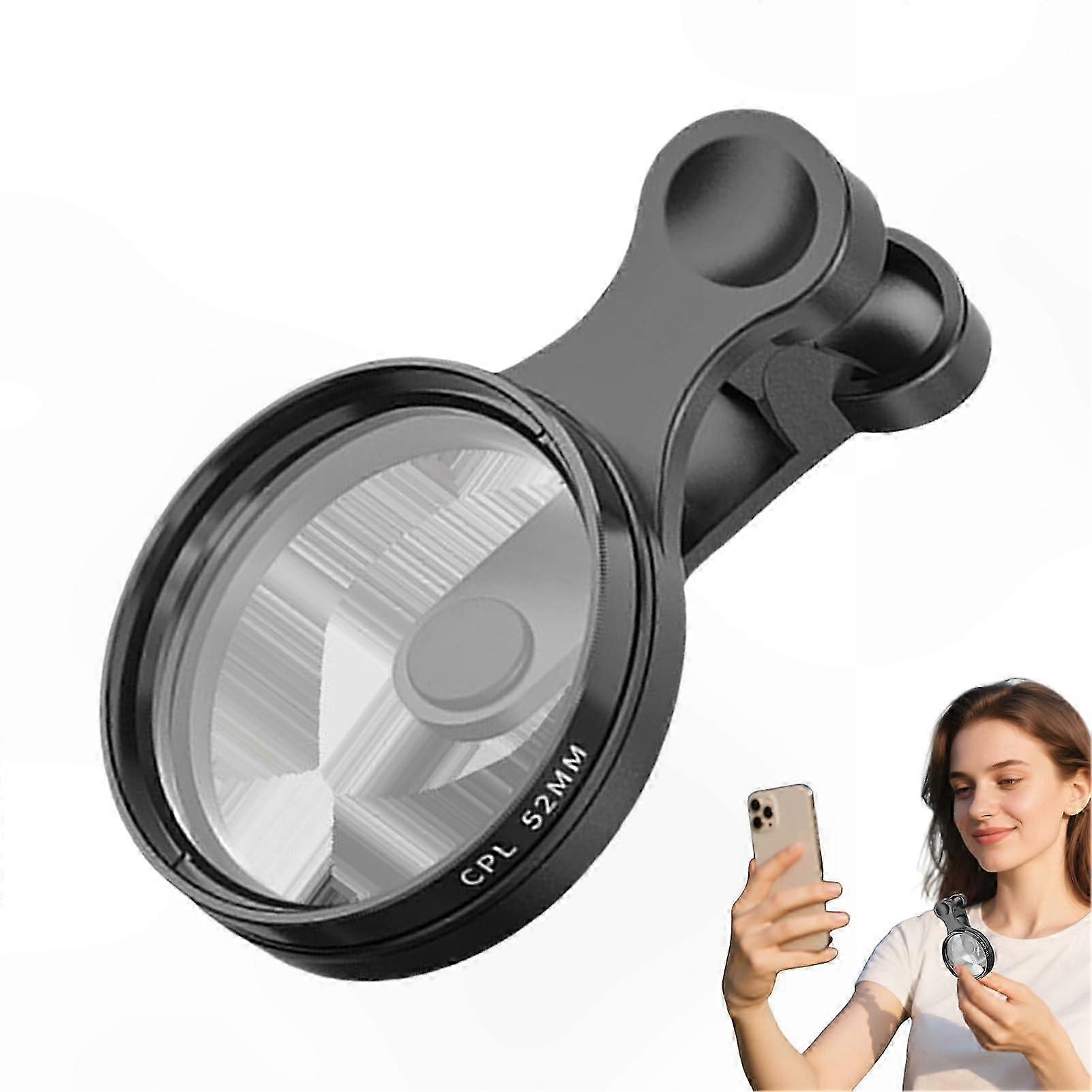 52mm Thin Polarizing Filter with Smartphone Connector for Enhanced Photography