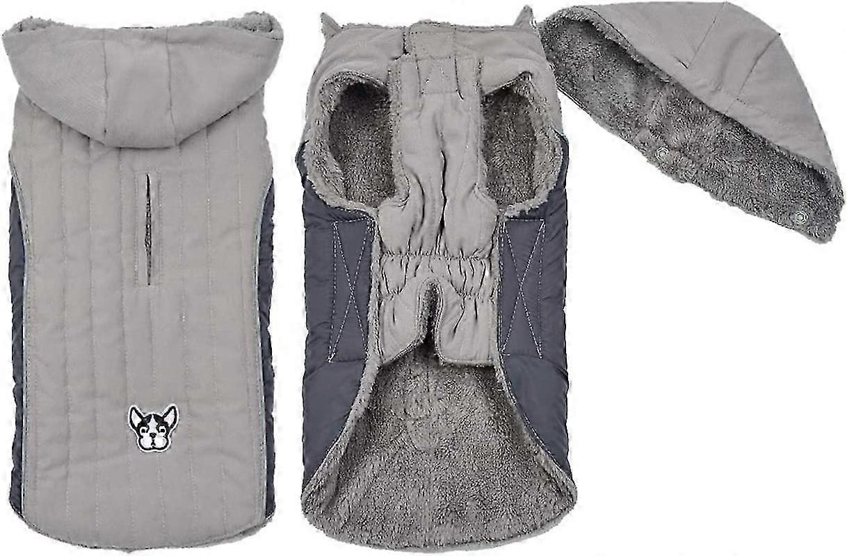 Removable Cap Reflective Dog Thermal Vest (Grey, XS)