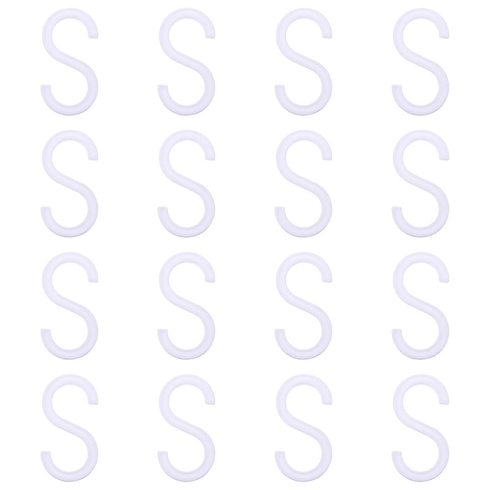Plastic Hooks S Shaped Hanging Hooks for Home Use 20Pcs White Set