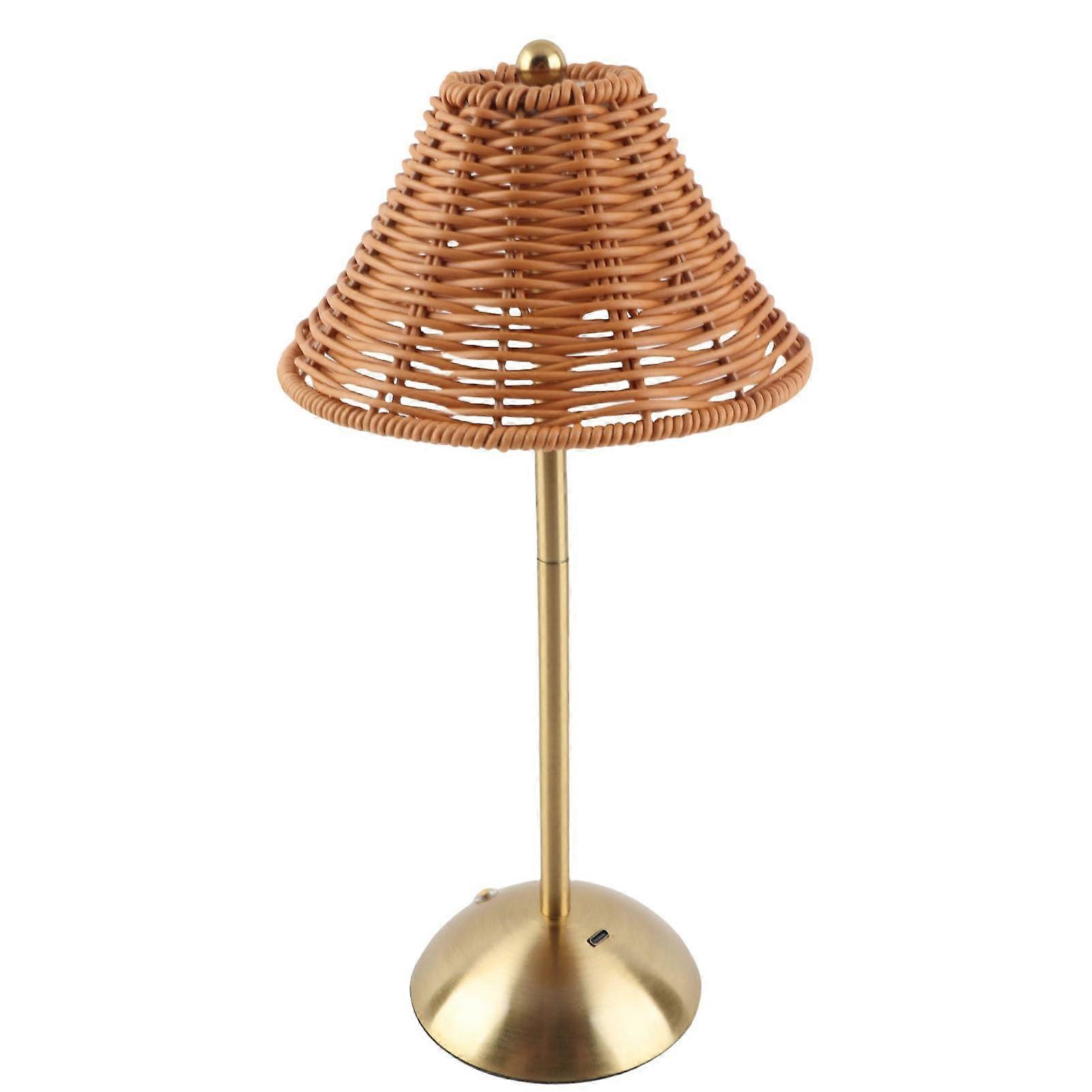 Boho Rattan Table Lamp with Dimmable Brightness, Adjustable Color Temperature, USBC Rechargeable