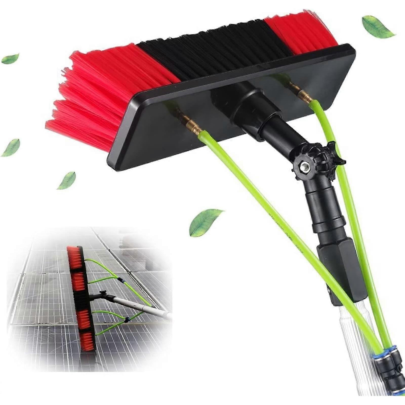 Telescopic Window Cleaning Pole with 180° Rotating 30cm Brush, 5m Extension for  Reach Windows and Solar Panels