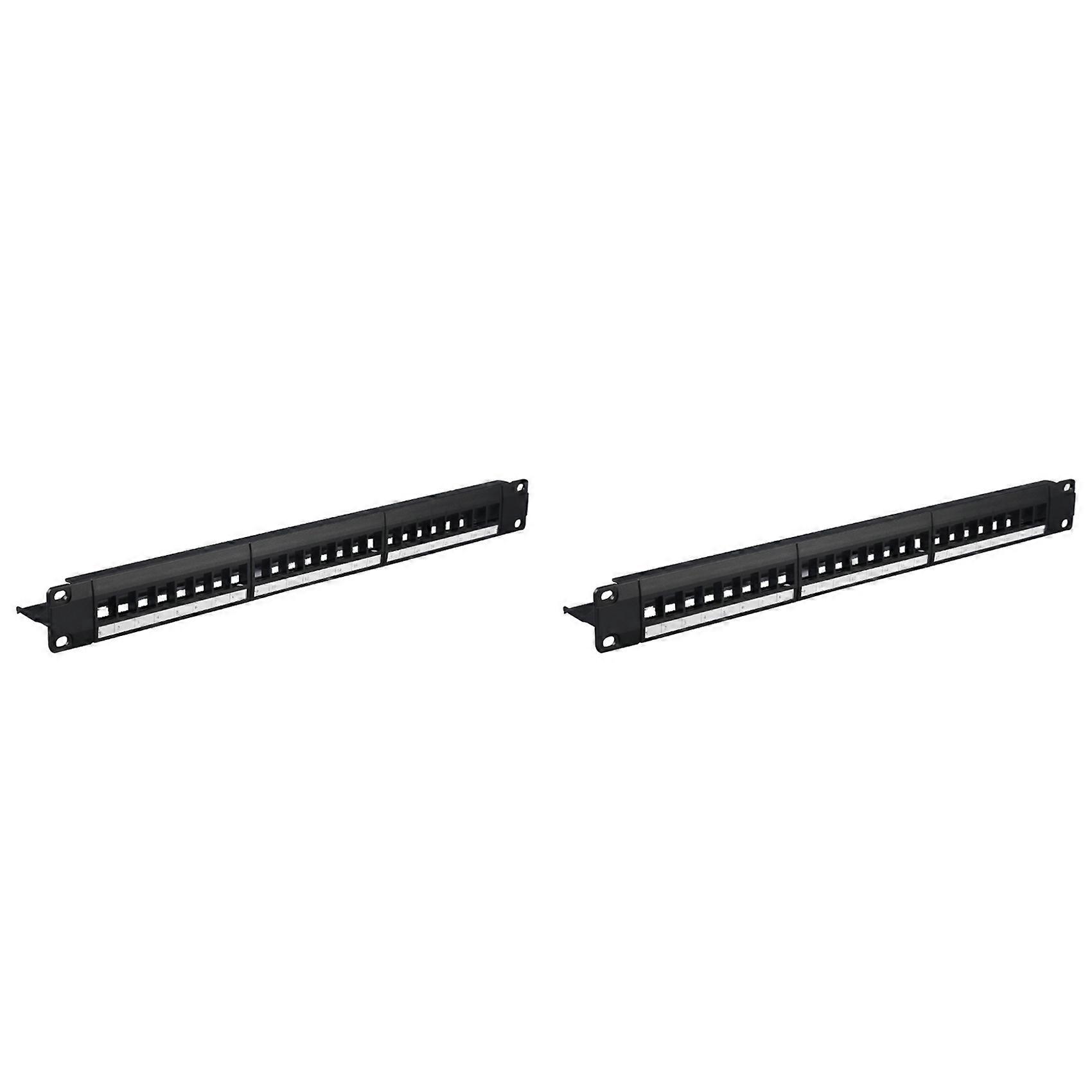 2pcs 19-Inch 1U Cabinet Rack Through 24-Port CAT6 Patch Panel RJ45 Network Cable Adapter Keystone Jack Modular Panel