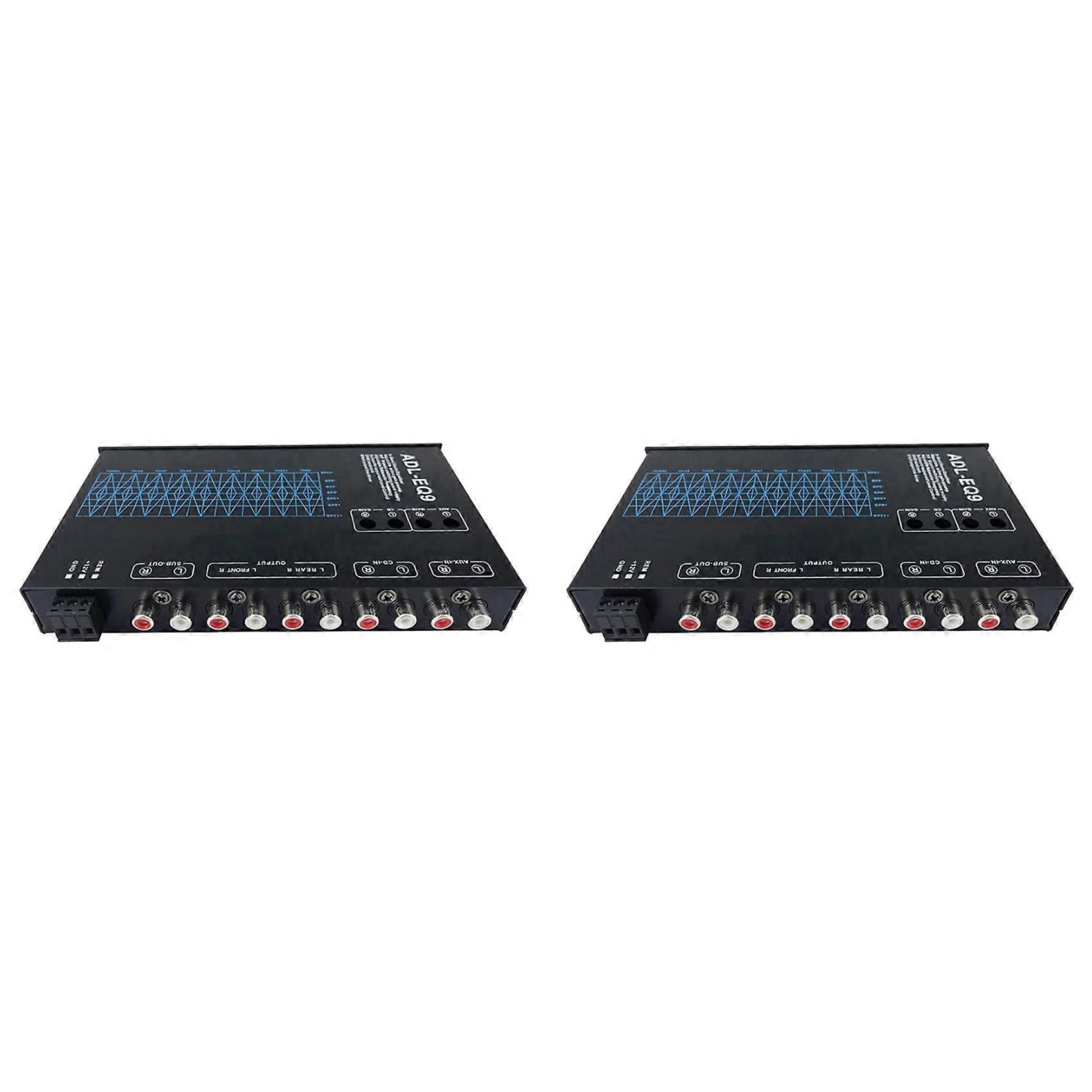 2X Auto Square 9-bånds grafisk equalizer digital bilstereo ADL-EQ9 fullserie bilforsterker equalizer + justerbart filter