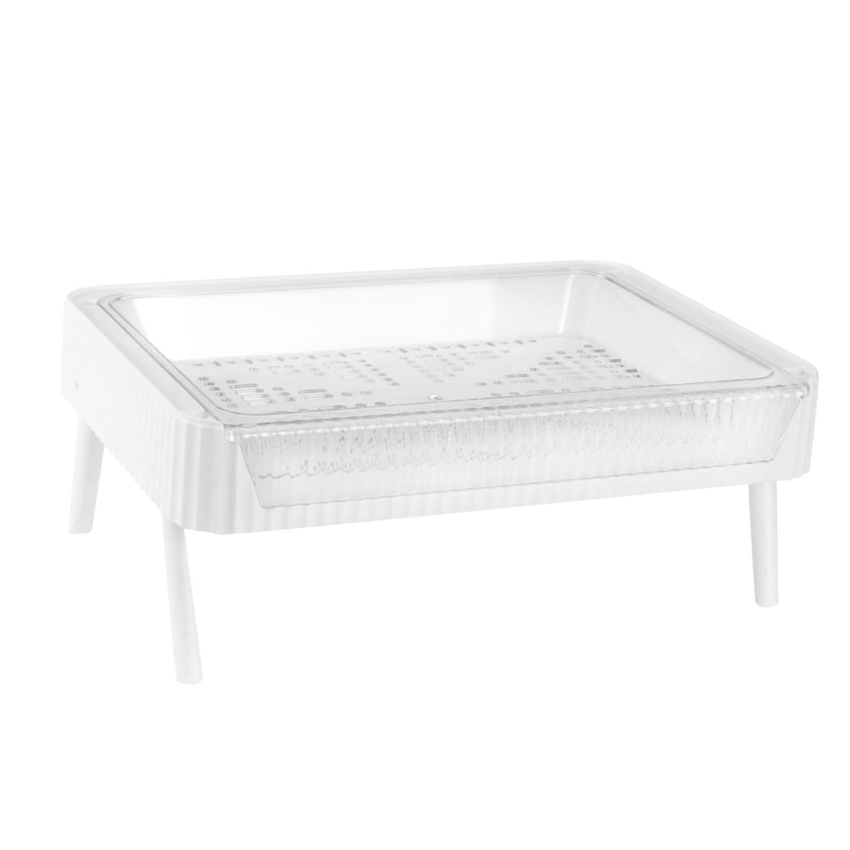 Foldable Dish Rack Kitchen Storage Basket for Space Saving Food Organization White