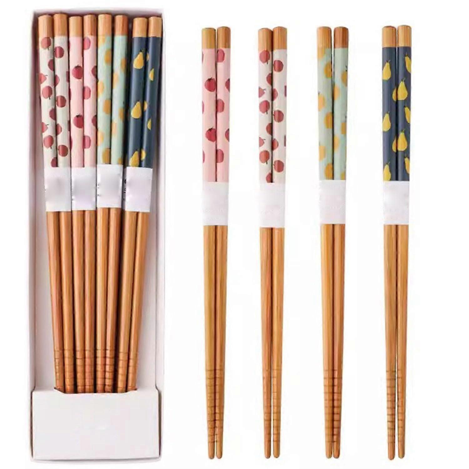 Japanese Reusable Chopsticks Set 8 Pairs 22.5cm with Charming Pattern Design in Gift Box