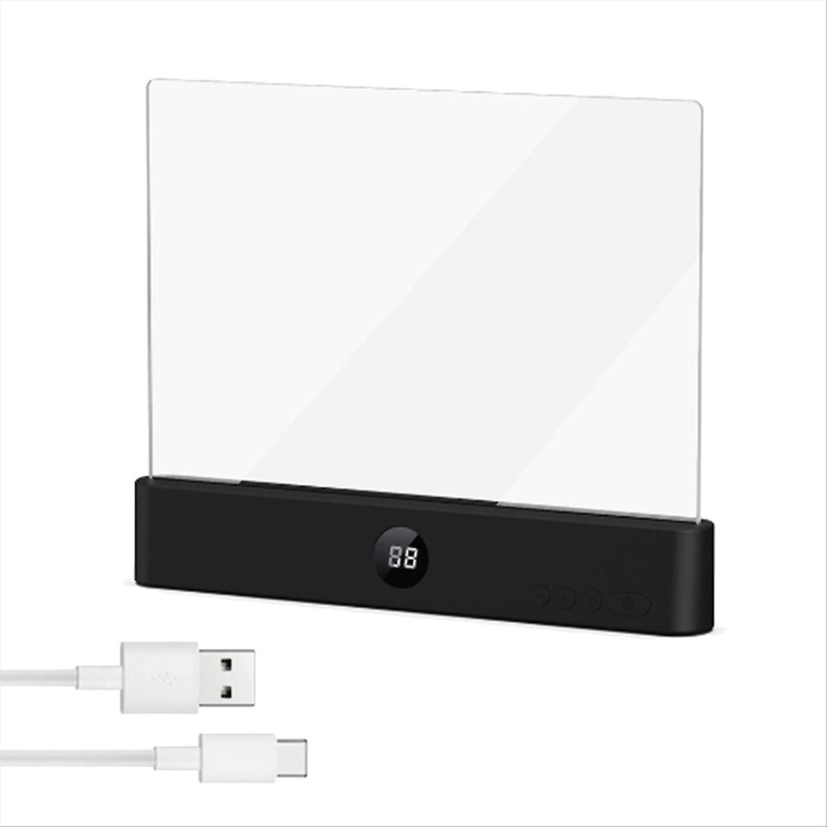 Book Light, Rechargeable Clear LED Flat Reading Light Black