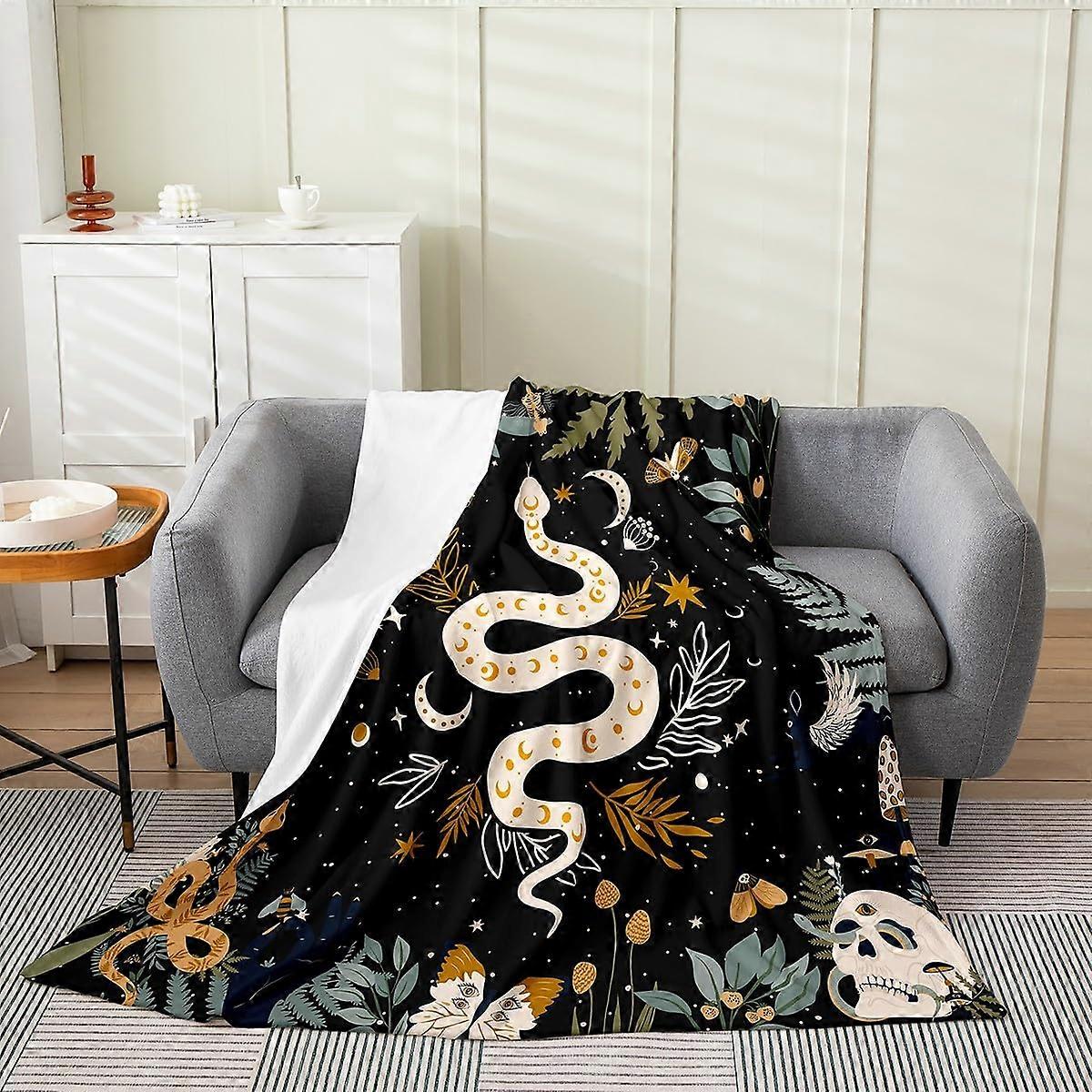 60x80 Sun and Moon Flannel Throw Blanket with Galaxy Starry Sky and Butterfly Design Twin Size