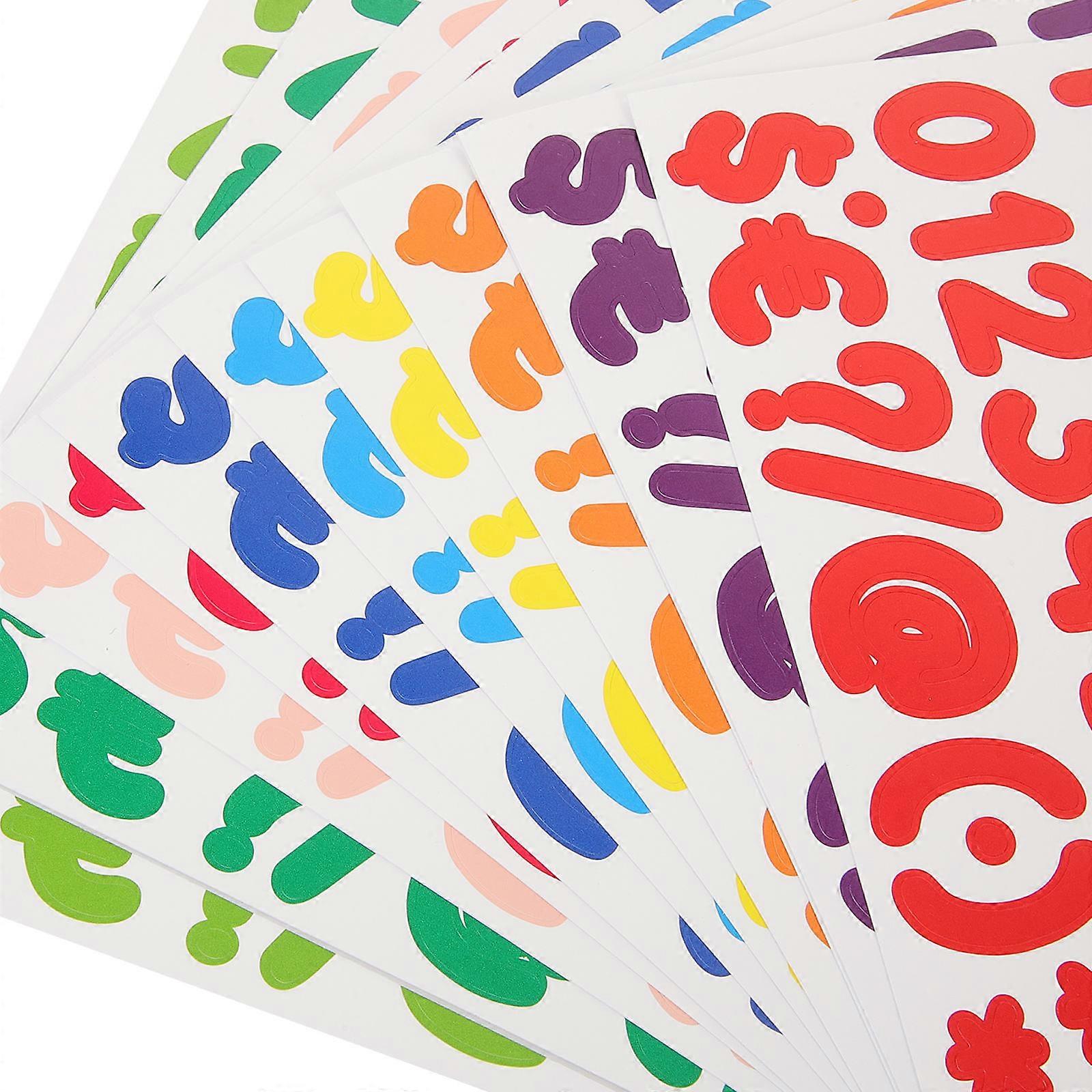 Colored Adhesive Alphabet Number Stickers for Decoration 36 Sheets