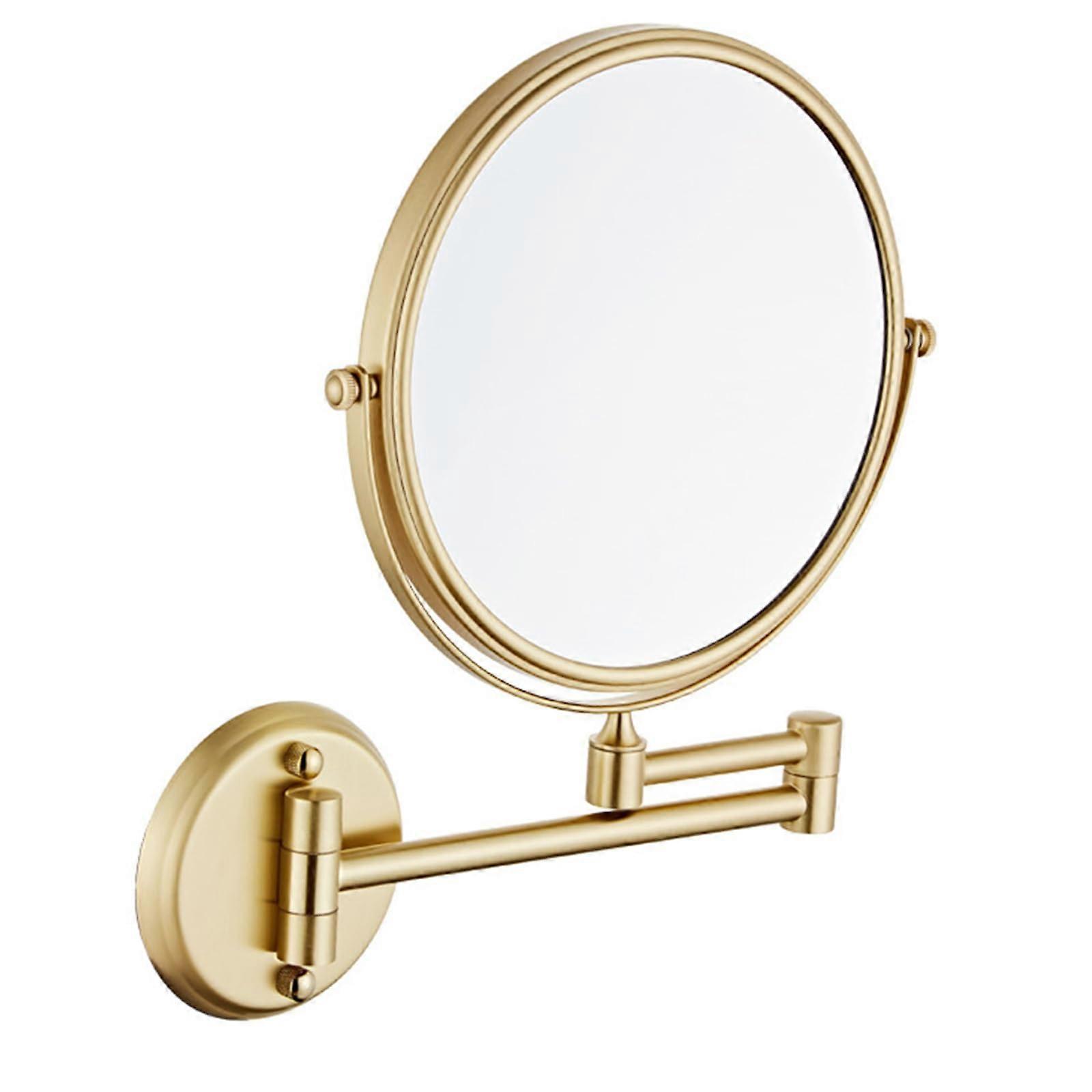 Wall Mounted Makeup Mirror 10X DualSided Magnification 360° Rotating Extendable Arm Brushed Gold