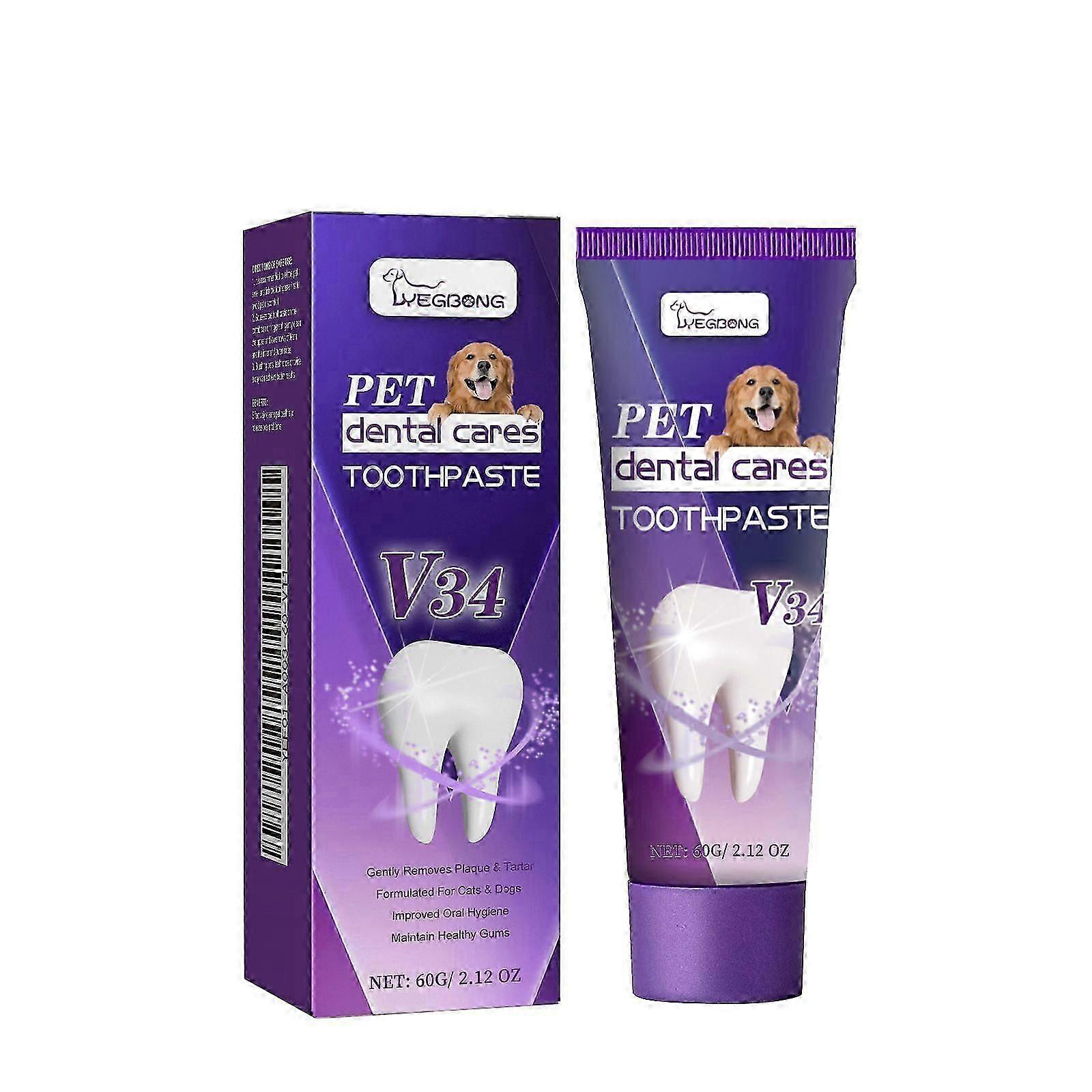 Pet V34 Toothpaste for Fresh Breath, Tartar Control & Tooth Regeneration with Natural Peppermint, Grapefruit & Papaya Extracts