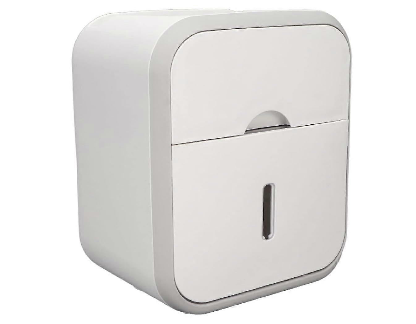 Wall Mounted Toilet Paper Holder with Waterproof Drawer and SpaceSaving Bathroom Organizer, White