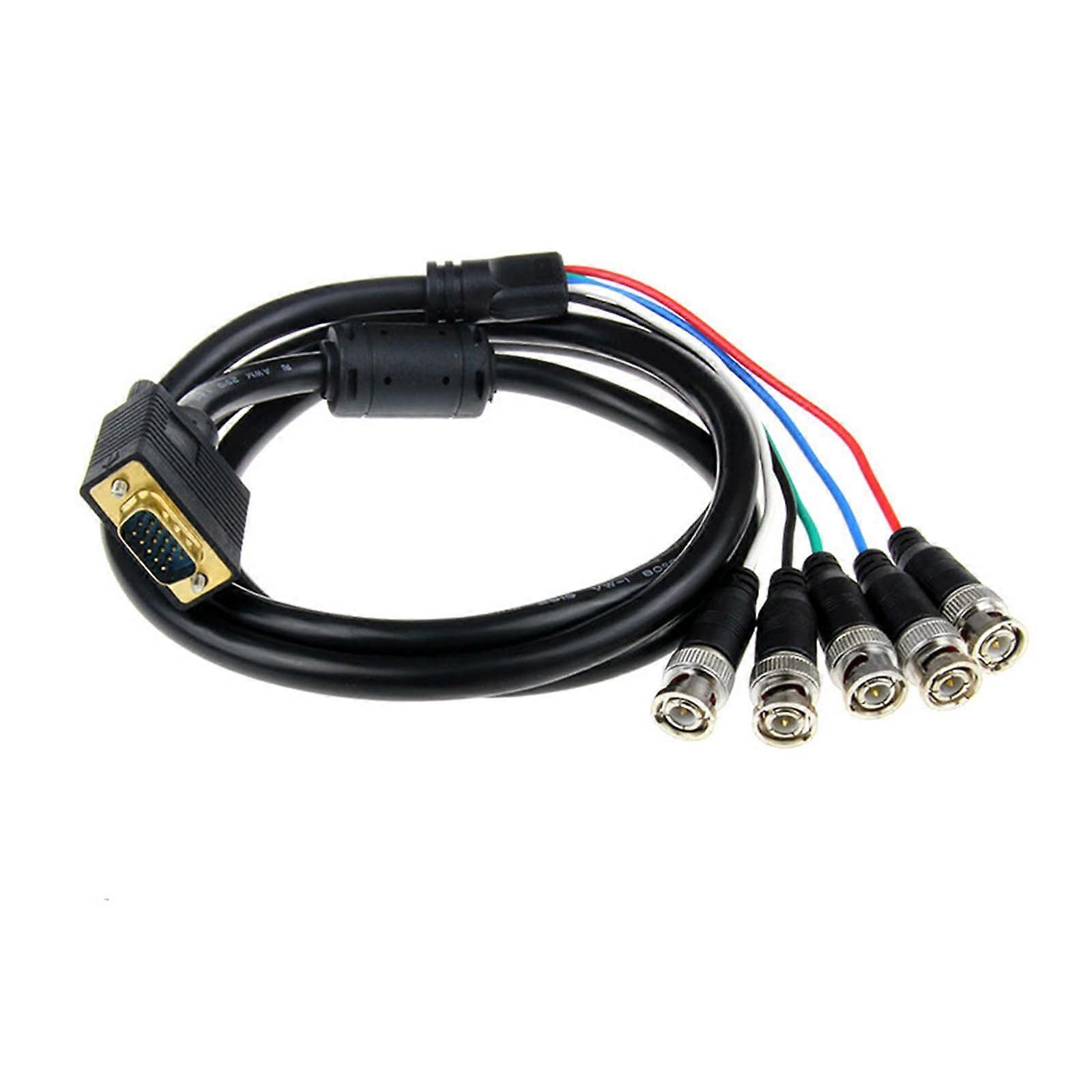 VGA To 5 BNC RGBHV Cable Bidirectional Intercommunication Coaxial  Resolution Adapter Cord For HDTV Monitors