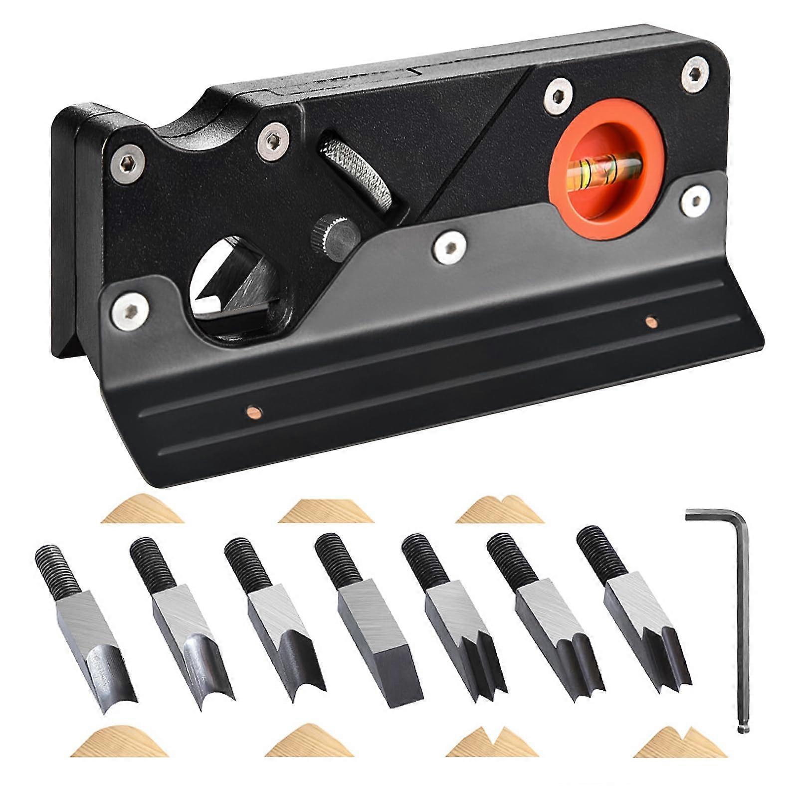 Chamfer Plane with 7 QuickChange Cutter Heads, Precision Woodworking Edge Tool for Carpentry and DIY