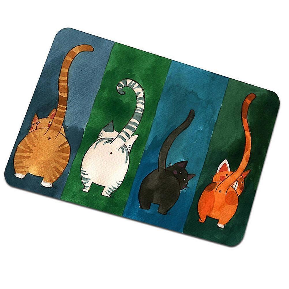 Front Door Mat Outdoor Cat Pattern Thin Anti Mud Rubber Doormat Green