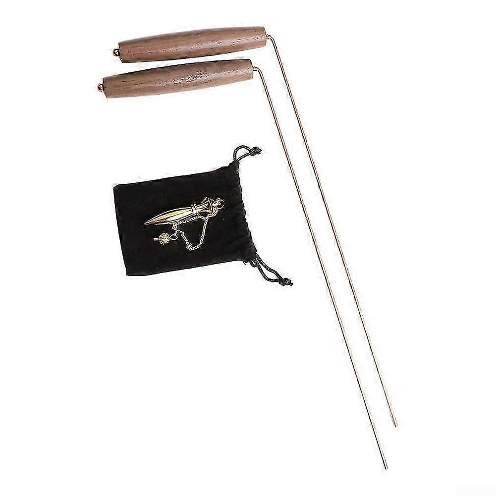 Dowsing Rods Set, Dowsing Rods, Solid Brass Karnak Pendulum Set, 99.9% Copper with Natural Walnut Handle for Finding Gold, Minerals 26s