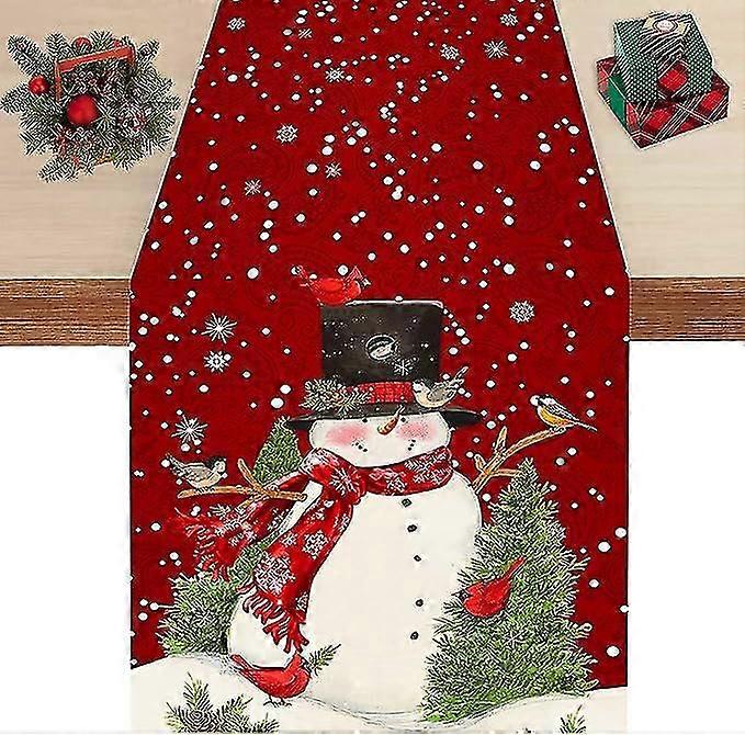 1pc, Lin Table Runner, Christmas Theme Table Runner, julepynt, Santa Claus Winter