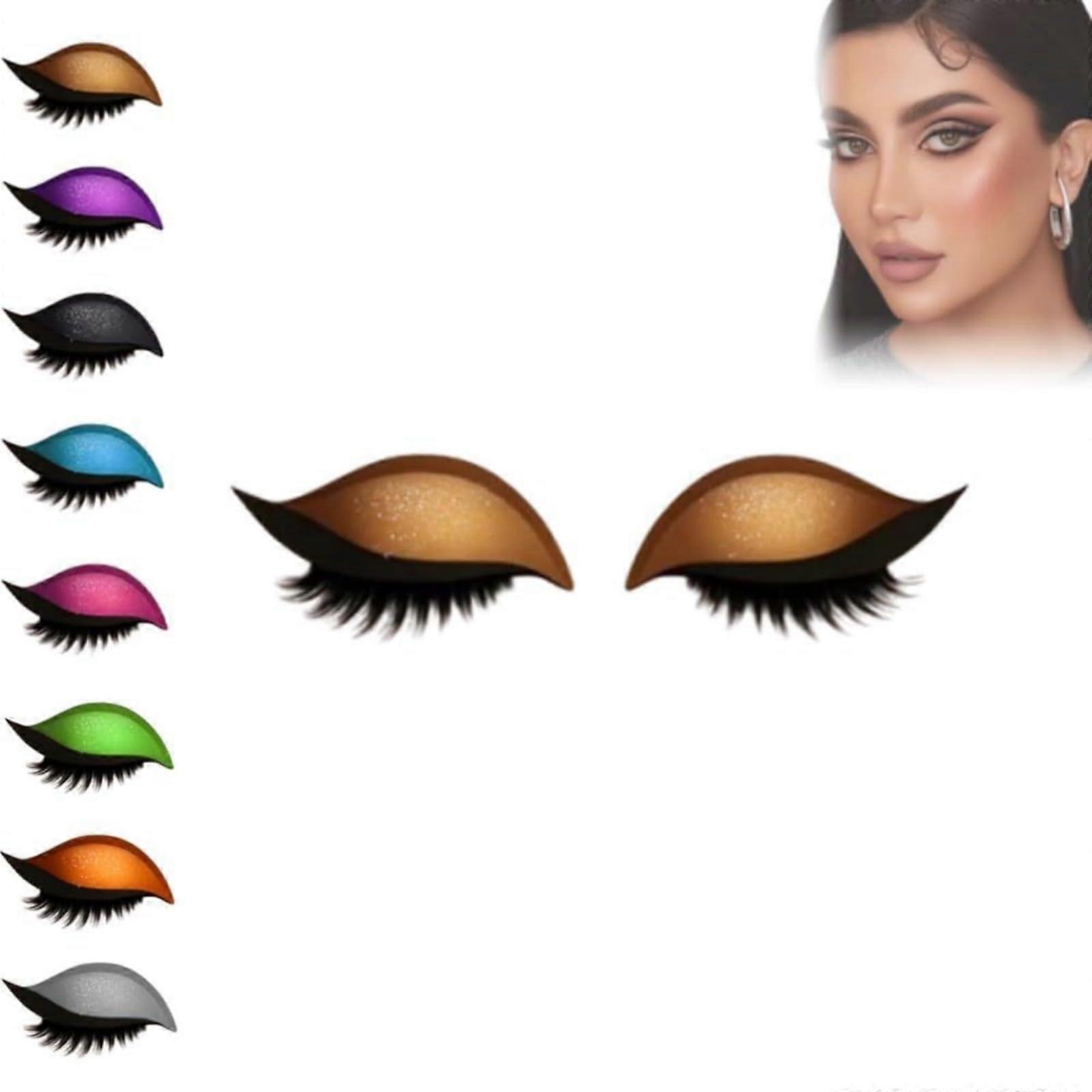 Gold 2 in 1 Eye Makeup Stickers with False Eyelashes, Reusable Waterproof Eyeshadow Patch