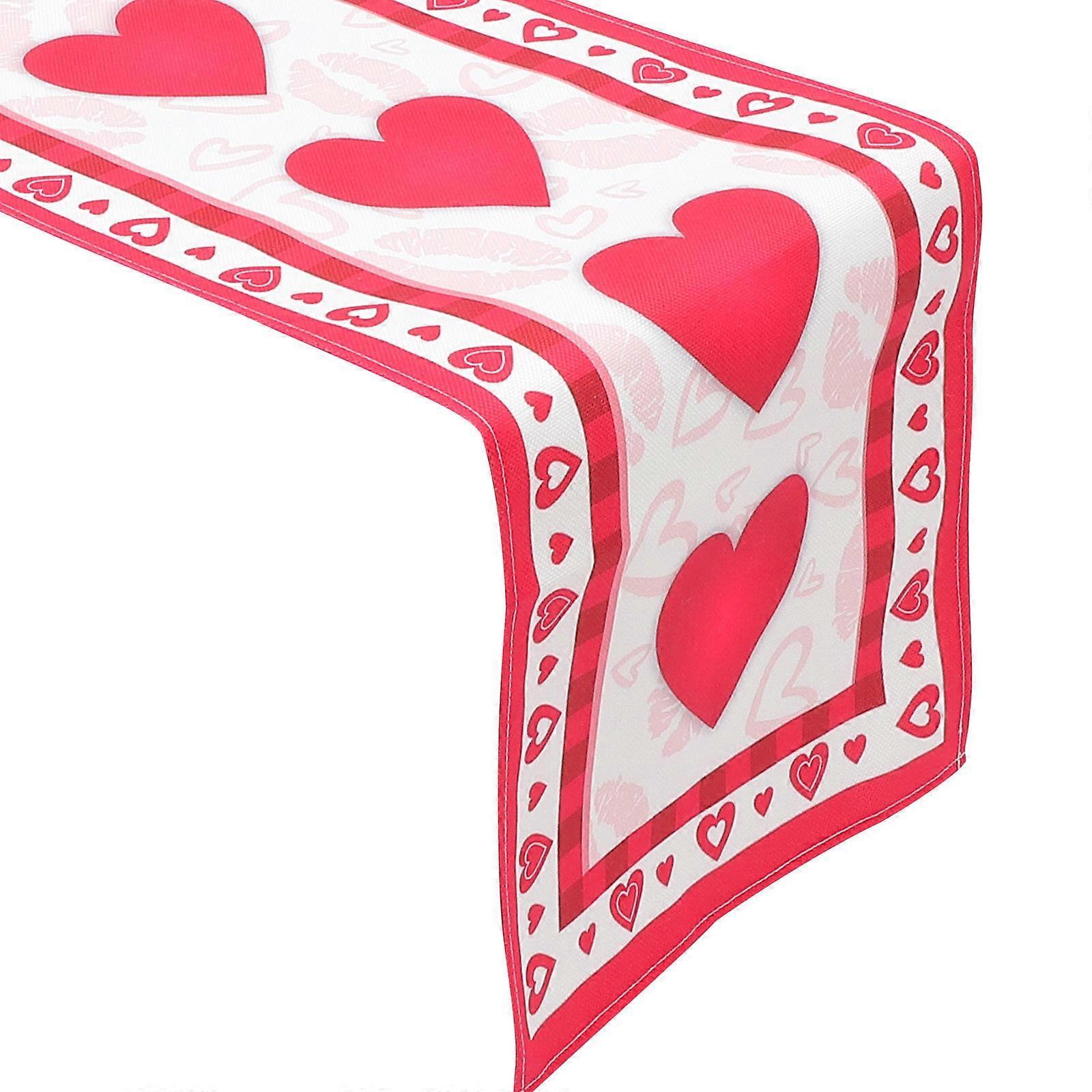 Red Table Runner for Romantic Party Decoration with Cotton Linen Material